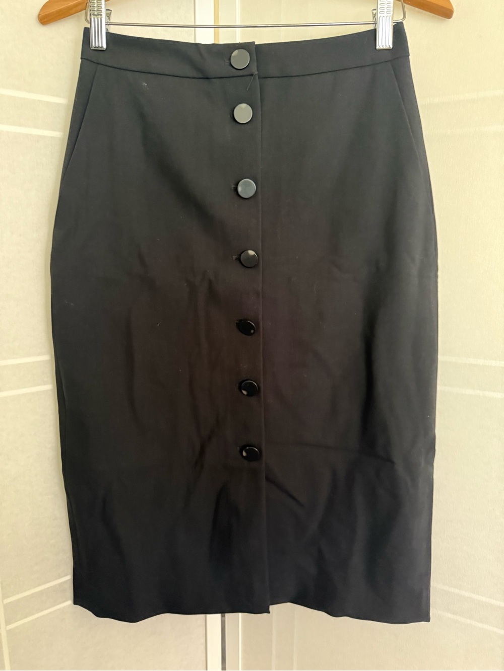 Club Monaco Black Button-Front Pencil Skirt